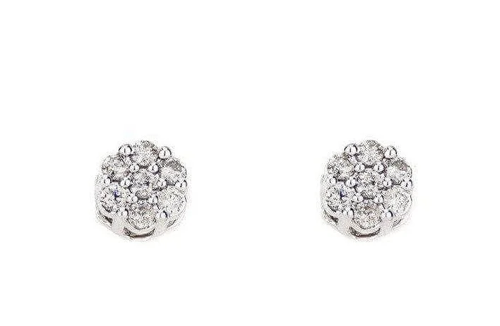 Glittery Hoop Earrings-0.52 CT Diamond Earrings Flower Set