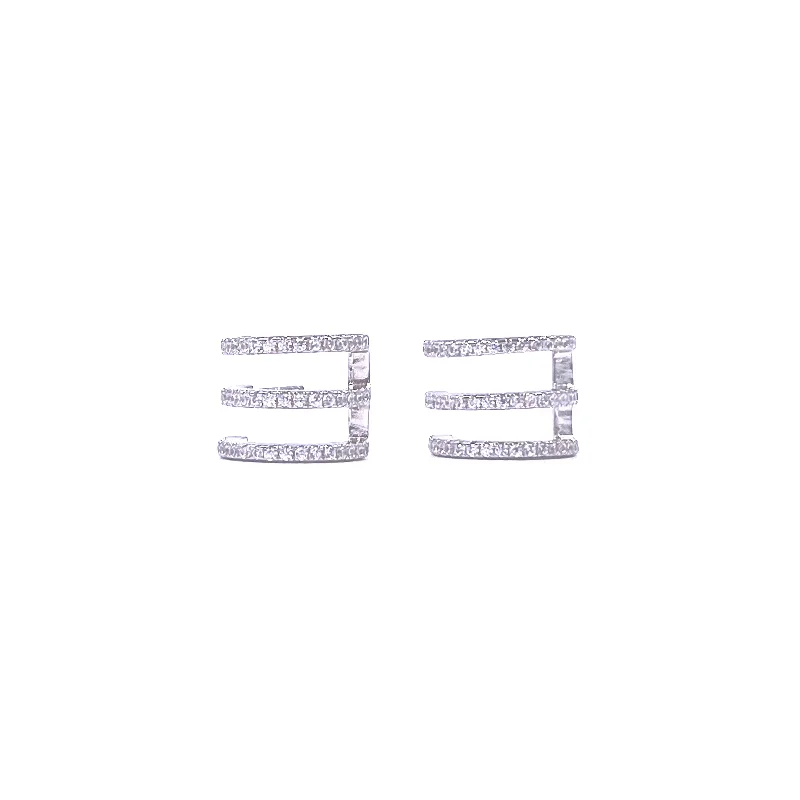 Unique Silver Hoop Earrings-Ashley Gold Sterling Silver Triple Bar Hoop Earrings