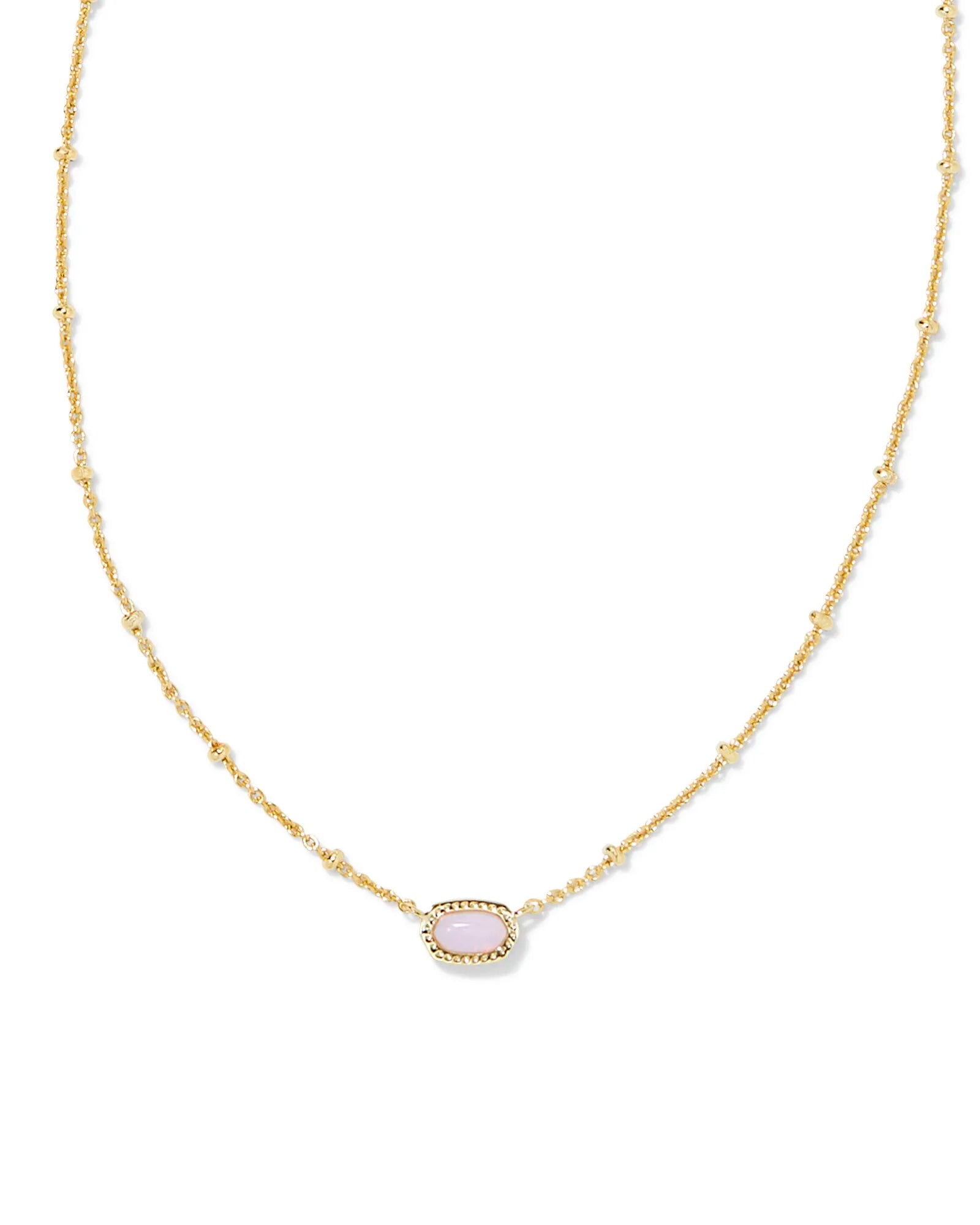 Kendra Scott |  Mini Elisa Gold Satellite Short Pendant Necklace in Pink Opalite Crystal