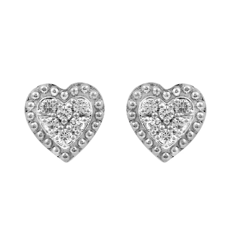 Luxury Pearl Earrings-LADIES EARRINGS 0.20CT ROUND DIAMOND 14K WHITE GOLD