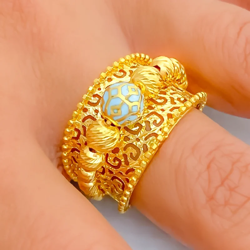 Colorful Netted 21k Gold Ring