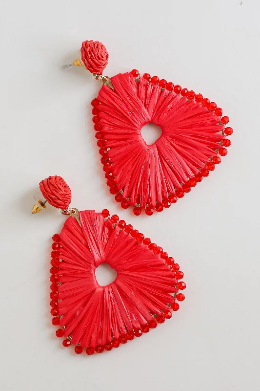 Double Drop Earrings-FINAL SALE - Daphne Straw Statement Earrings