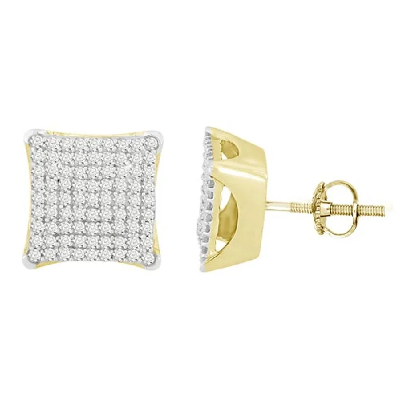 Stud Earrings for Women-MEN'S STUD EARRINGS 0.50CT ROUND DIAMOND 10K YELLOW GOLD