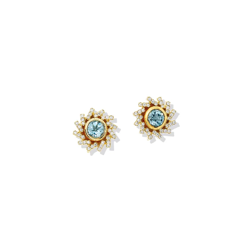 Trendy Statement Earrings-Zellije Earring Halos Yellow Gold - Diamond