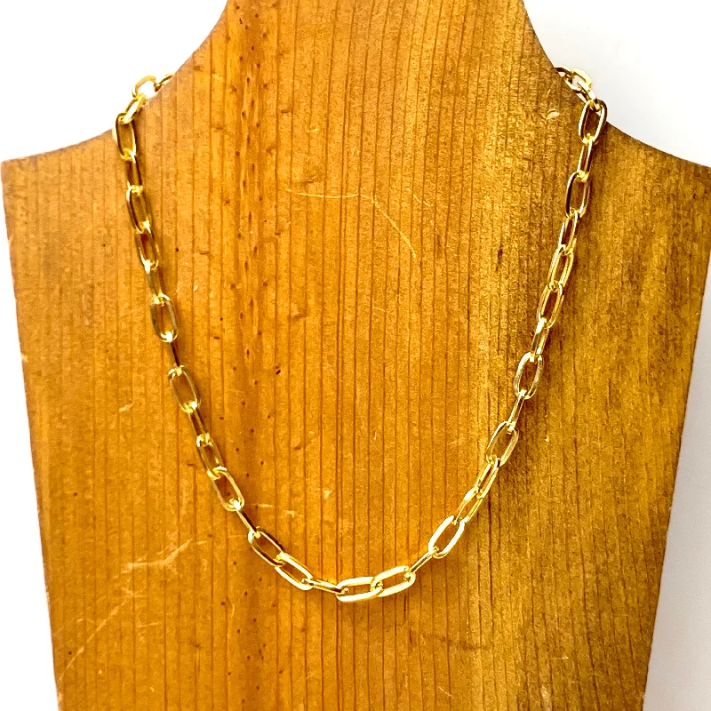 Paperclip Chain Necklace in Gold