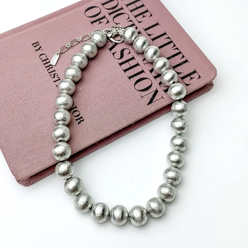 Medium Silver Tone Beaded Necklace