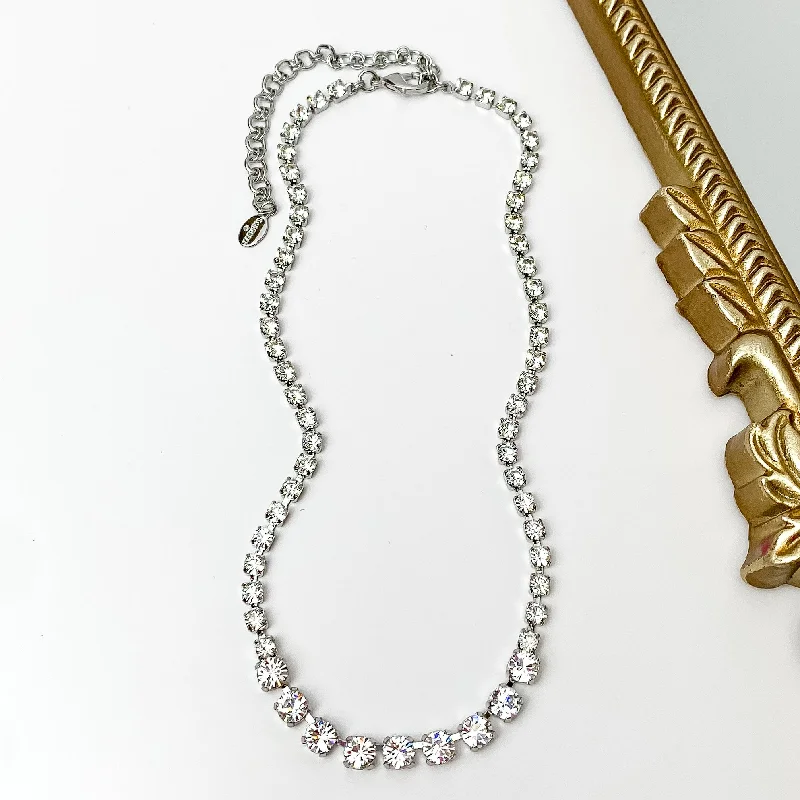 Sorrelli | Audrianna Crystal Tennis Necklace in Palladium Silver Tone and Clear