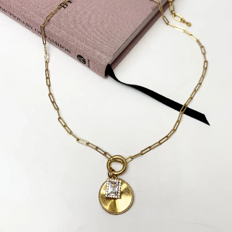 A Moment For The Gold Tone Necklace With Circle Charm