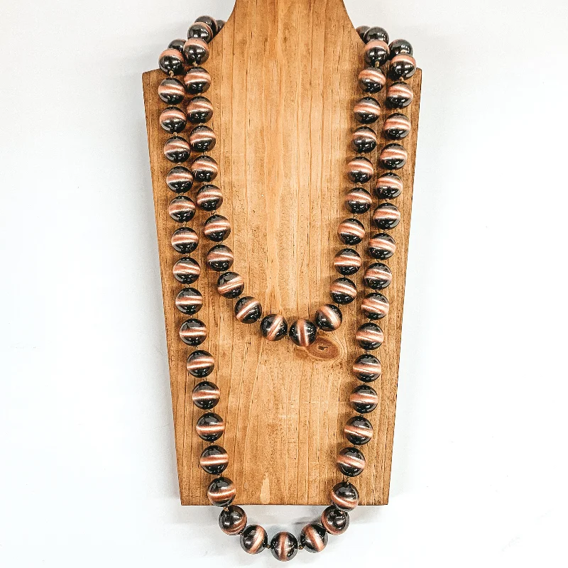 Long 18mm Faux Navajo Pearl Necklace in Copper Tone