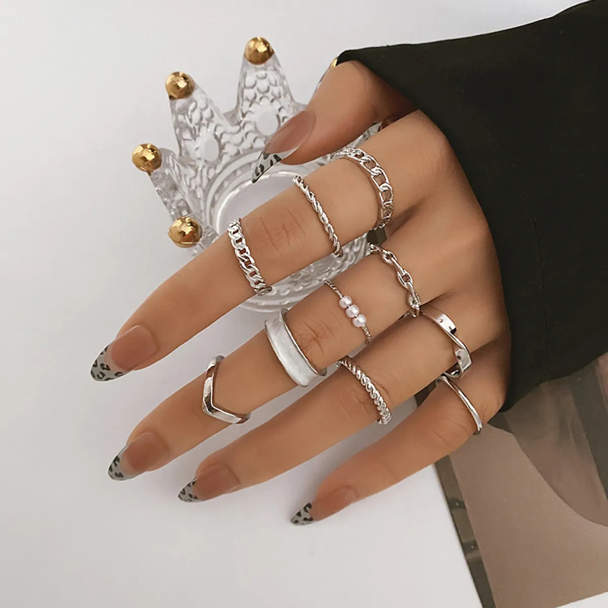 Elegant Hip-hop Geometric Alloy Silver Plated Women's Open Rings Rings