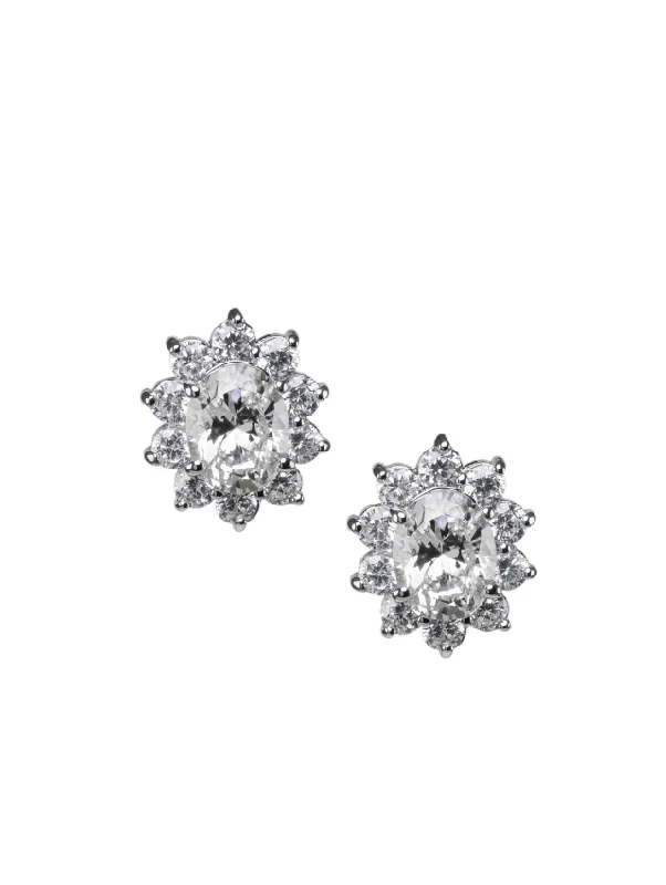 Butterfly Shape Earrings-Oval CZ Studs