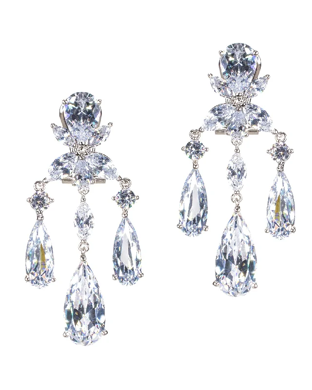 Adjustable Earrings-Pear CZ Statement Earrings