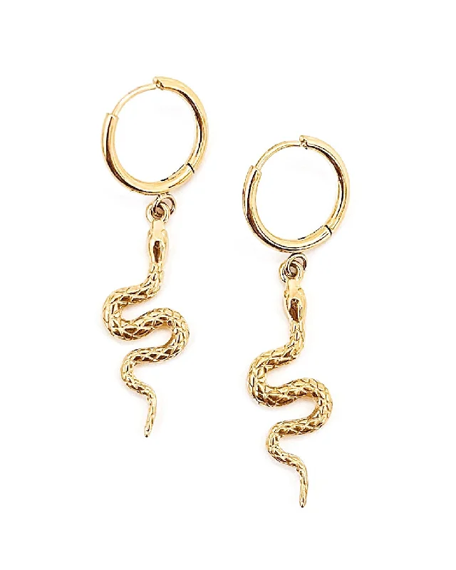 Long Dangle Hoop Earrings-Emilla Snake Earrings