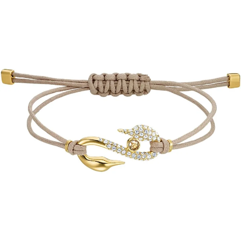 Swarovski Women's Bracelet - Power Yellow Gold Tone Plated Beige Rope Hook | 5508527