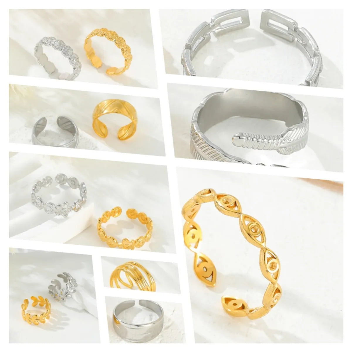 Stainless Steel Casual Roman Style Solid Color Open Rings