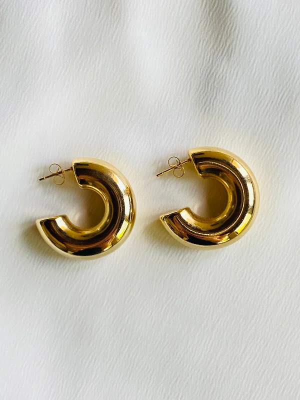 Fashion Pearl Earrings-DAISY Thick Hoop Earrings