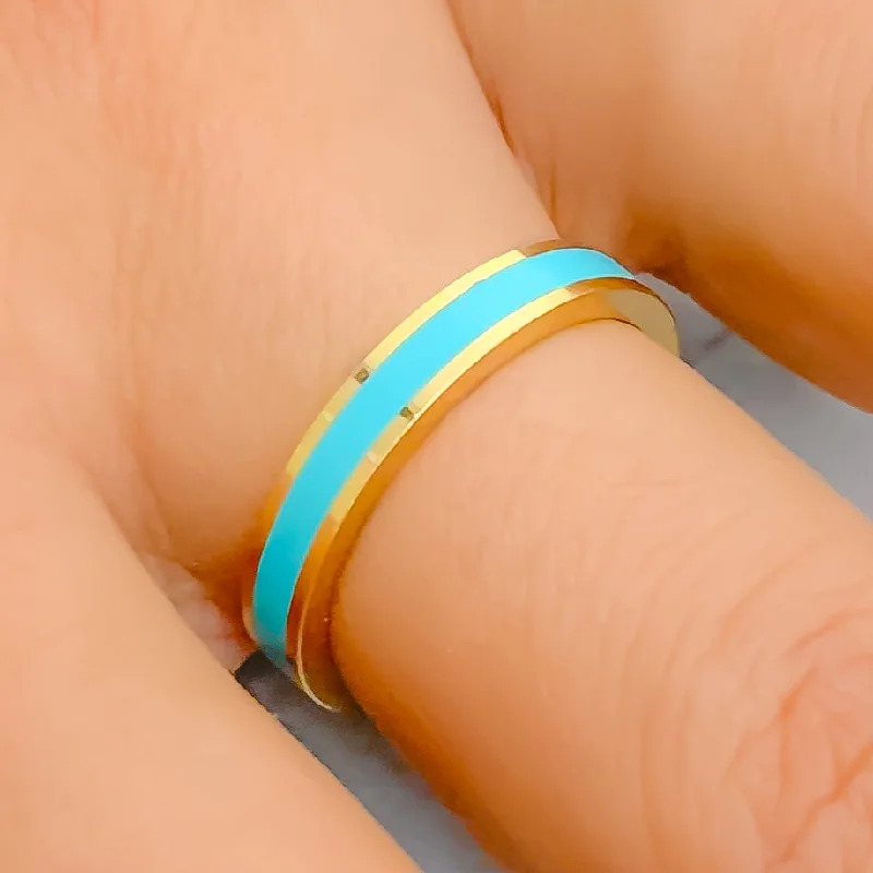 Exclusive Vibrant Turquoise 22k Gold Enamel Band