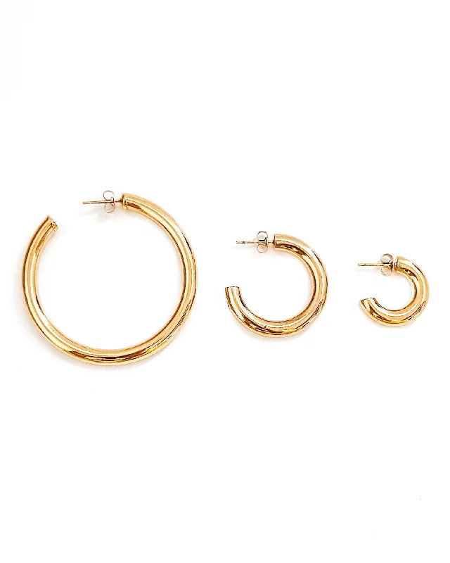 Customizable Earrings-Ethel Gold Hoop Earrings || Choose Size