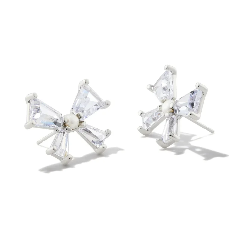 Kendra Scott | Blair Bow Stud Earrings Silver White CZ