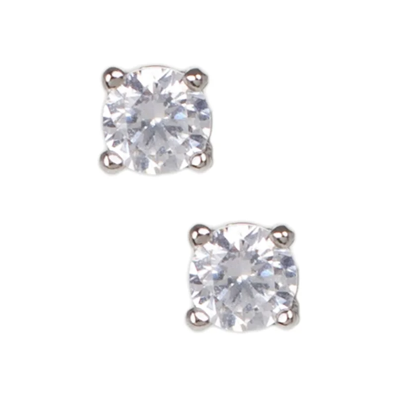 Geometric Silver Earrings-Small CZ Stud Earrings