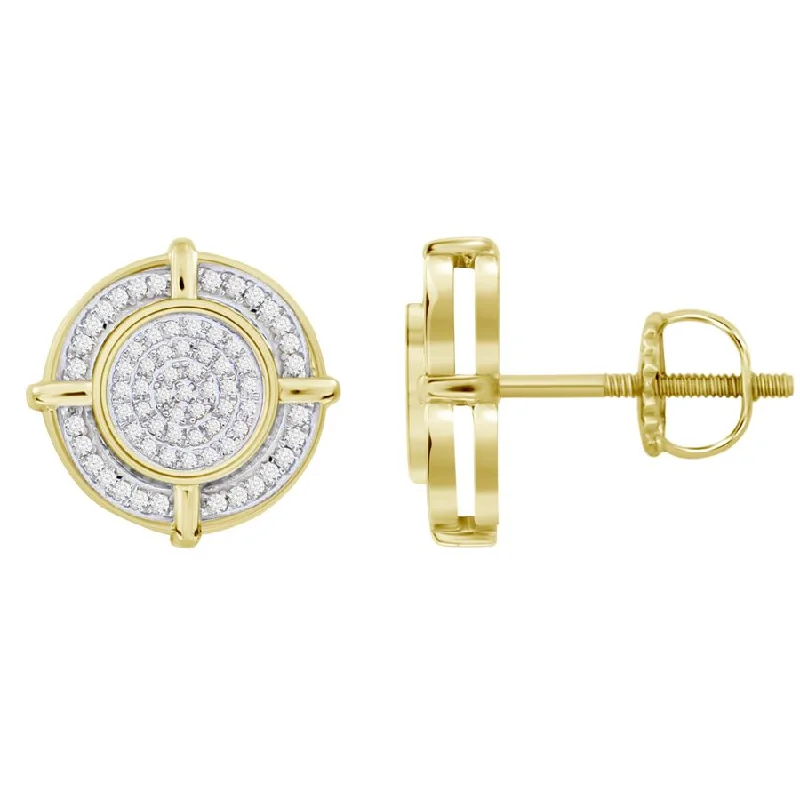 Modern Geometric Earrings-LADIES STUD EARRINGS 0.33CT ROUND DIAMOND 10K YELLOW GOLD