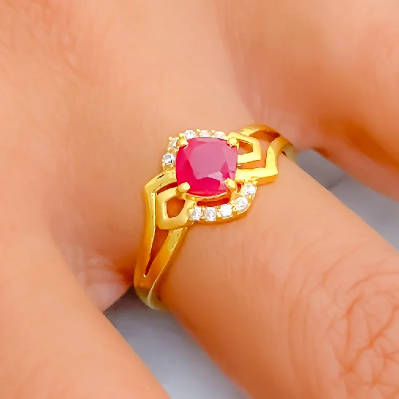 Versatile Luscious 22k Gold CZ Ring