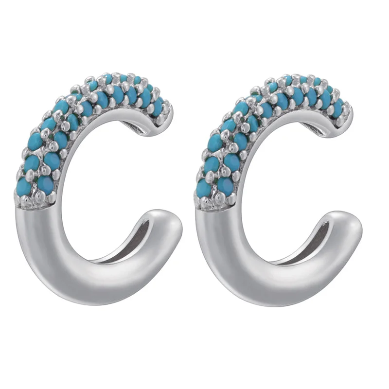 White Gold Color Turquoise Blue 1 Pairs