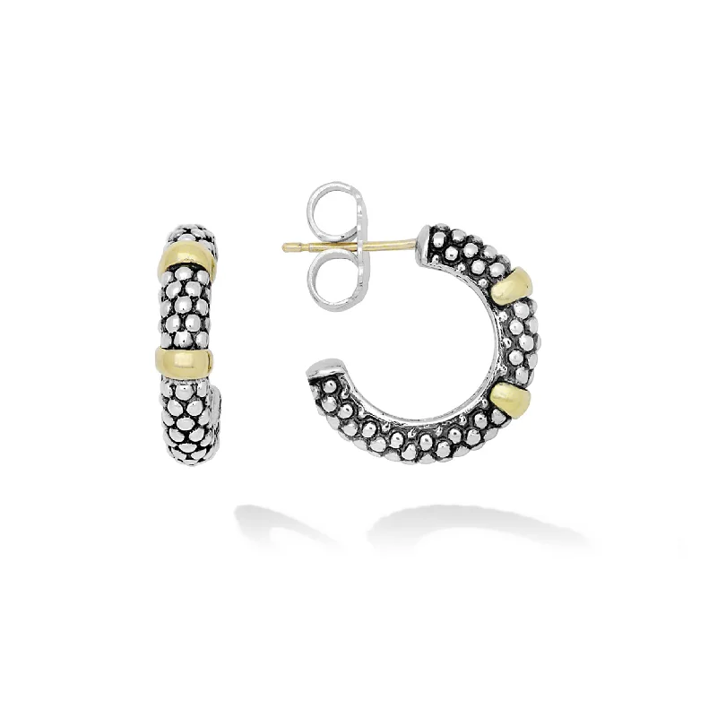 Bold Gold Earrings-Signature Caviar Two-Tone Caviar Huggie Earrings