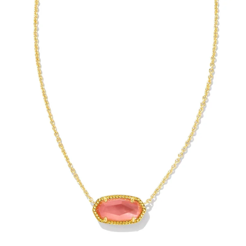 Kendra Scott | Elisa Gold Pendant Necklace in Coral Pink Mother of Pearl