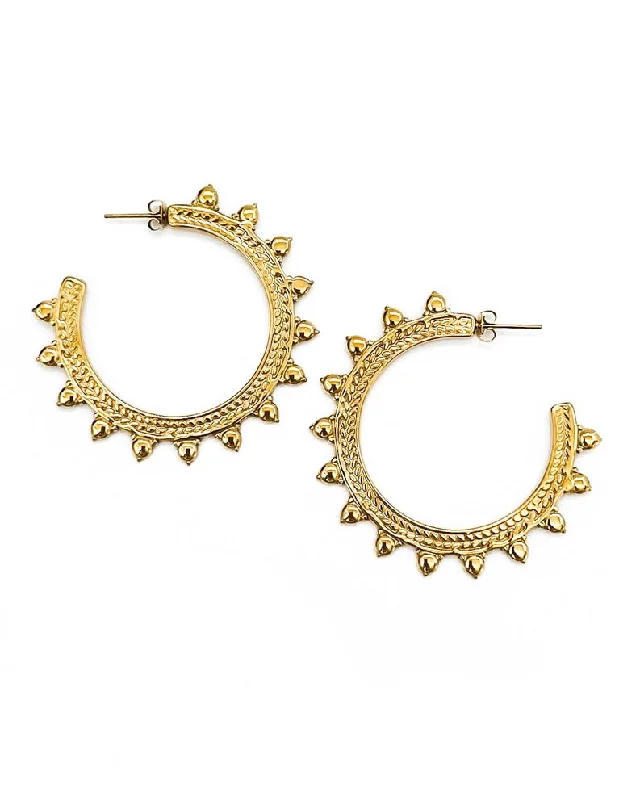 Elegant Diamond Earrings-Elaine Gold Hoop Earrings