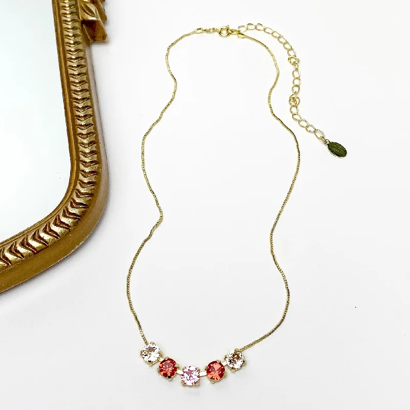 Sorrelli | Shaughna Tennis Necklace in Bright Gold Tone and First Kiss