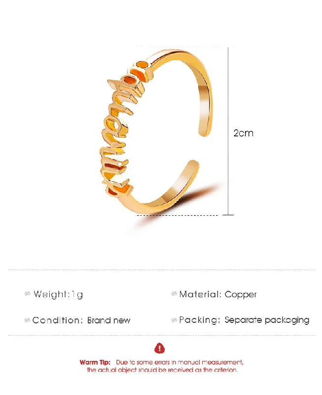 New  Fashion  Letter   Open Index Finger Single Ring  Personality Simple Twelve Constellation Ring