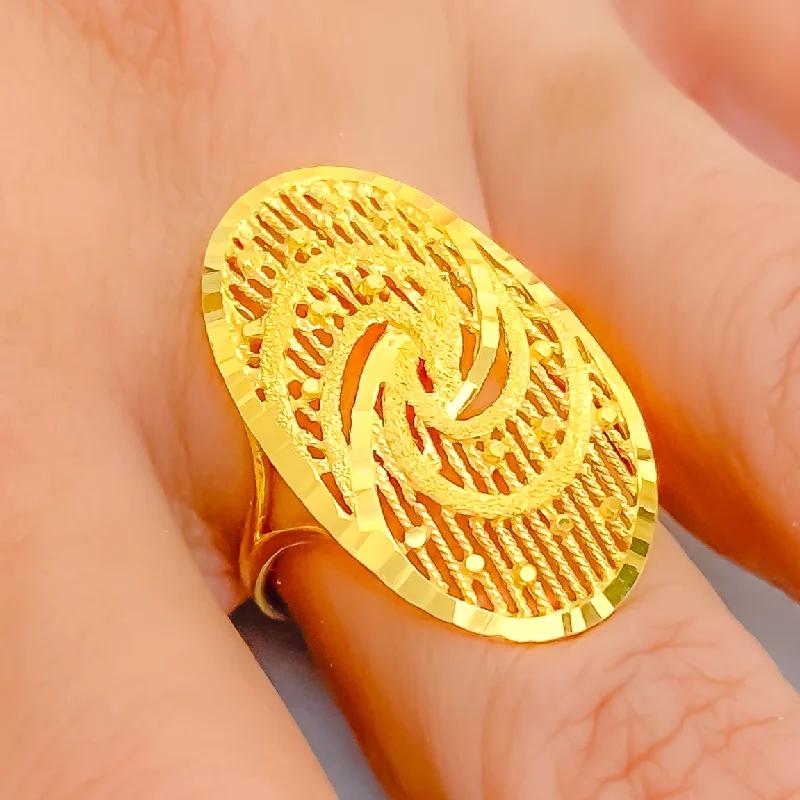 Swirly Sand-Finished 21k Gold Ring