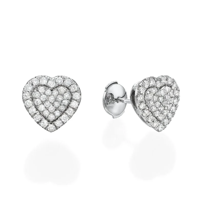 Bohemian Earrings-Big Heart Shaped Diamond Cluster Earrings