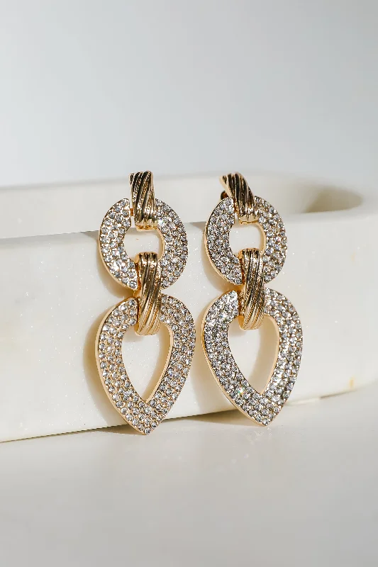 Simple Silver Earrings-Quinn Gold Rhinestone Statement Earrings