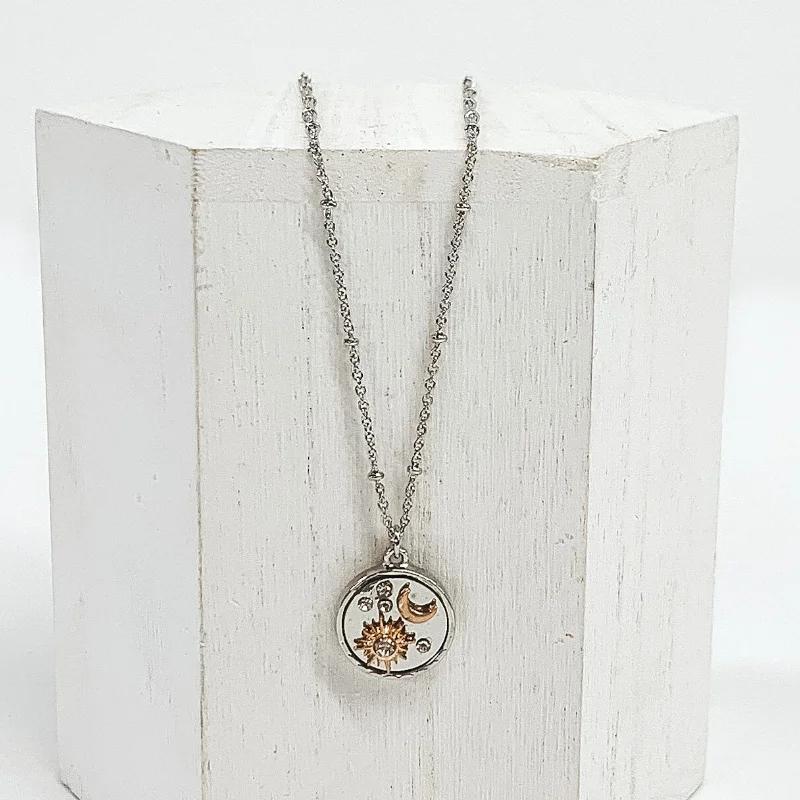 Northern Star Circle Pendant Necklace in Silver