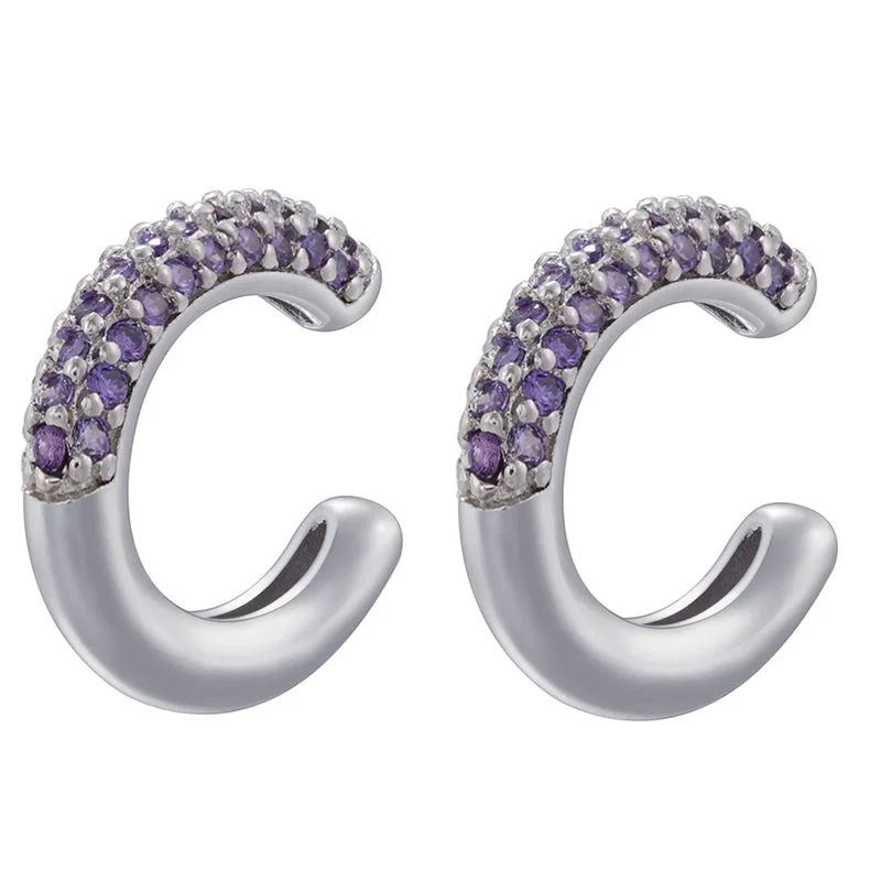 White Gold Color Purple Diamond 1 Pair