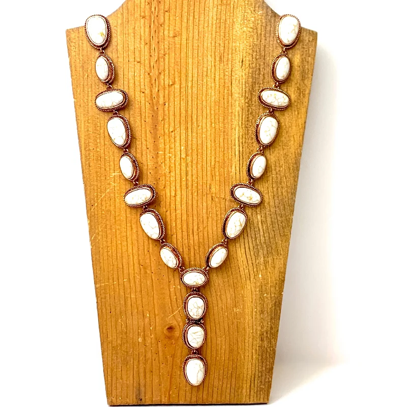 Western Stone Lariat Necklace in Ivory