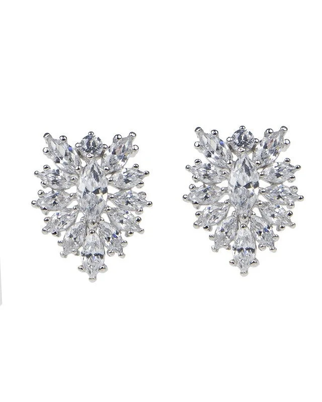 Casual Earrings-Pear CZ Cluster Earrings