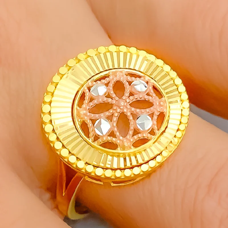 Distinct Netted Flower 22K Gold Ring