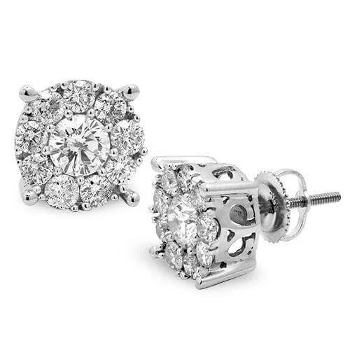 Stylish Stud Earrings-14KW 2.00CTW DIAMOND FLEUR STUD EARRINGS