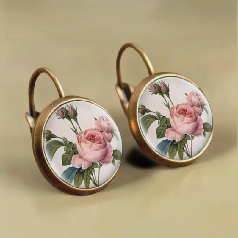 Star Shaped Earrings-Beautiful Vintage Rose Earrings