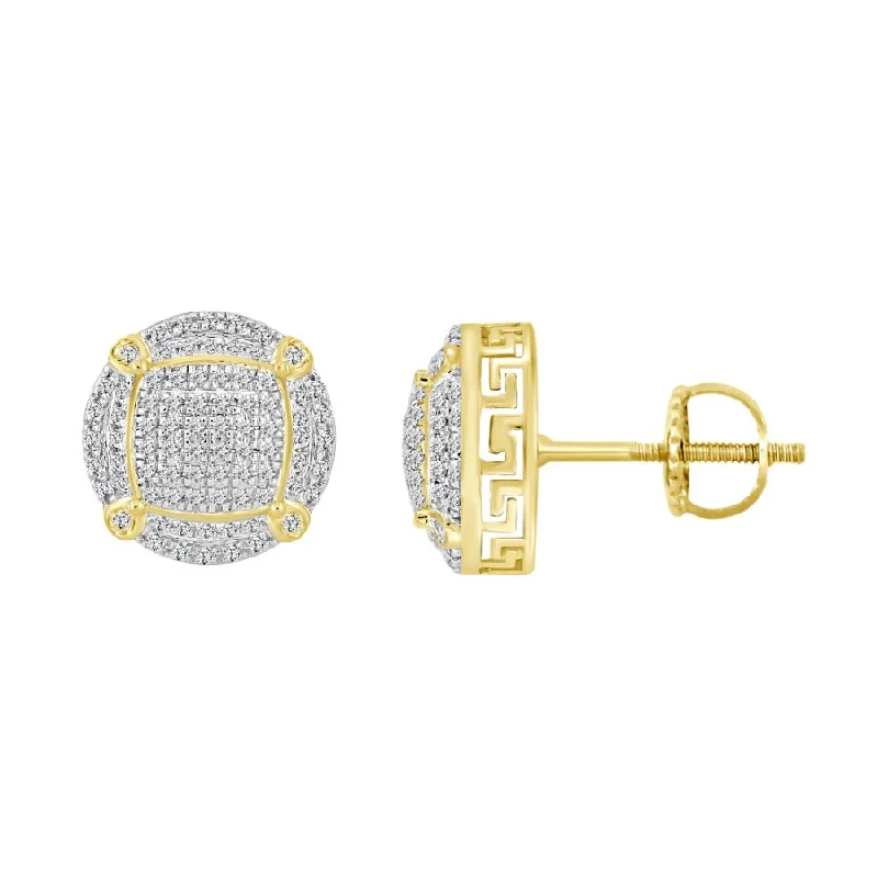 Pearl Dangle Earrings-LADIES STUD EARRINGS 0.33CT ROUND DIAMOND 10K YELLOW GOLD