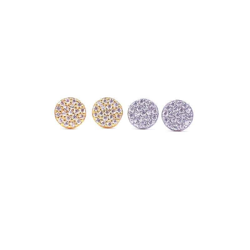 Statement Earrings for Weddings-Ashley Gold Sterling Silver Closed Circle Cluster CZ Design Stud Earrings