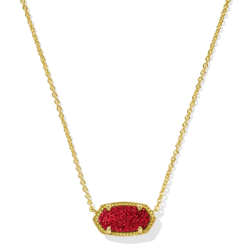 Kendra Scott | Elisa Gold Short Pendant Necklace in Bright Red Drusy