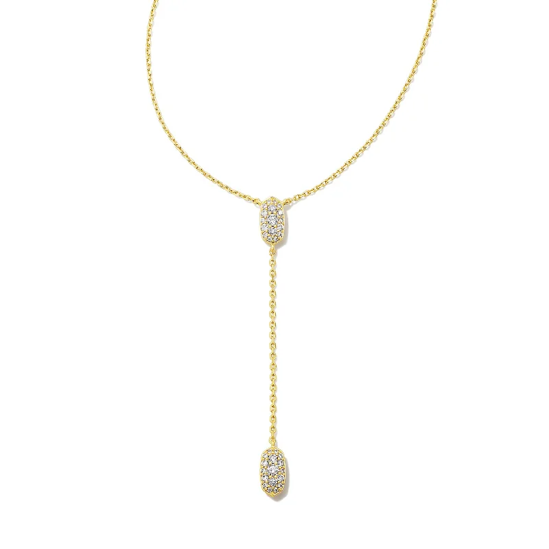 Kendra Scott | Grayson Gold Y Necklace in White Crystal