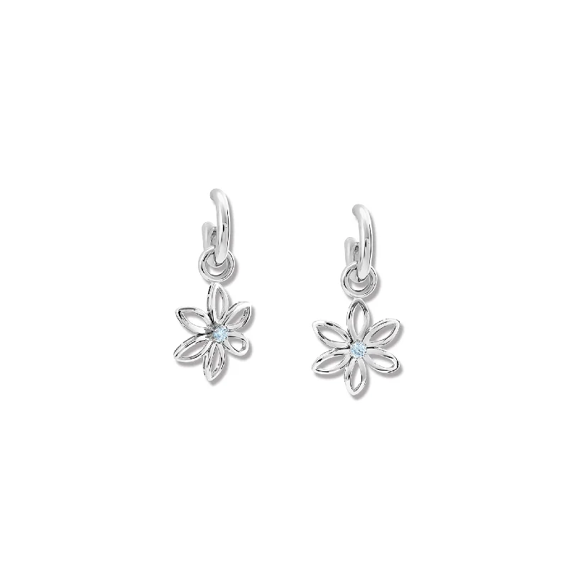 Hoop Earrings for Women-Fleur de Lys Earring Drops Silver - Blue Topaz