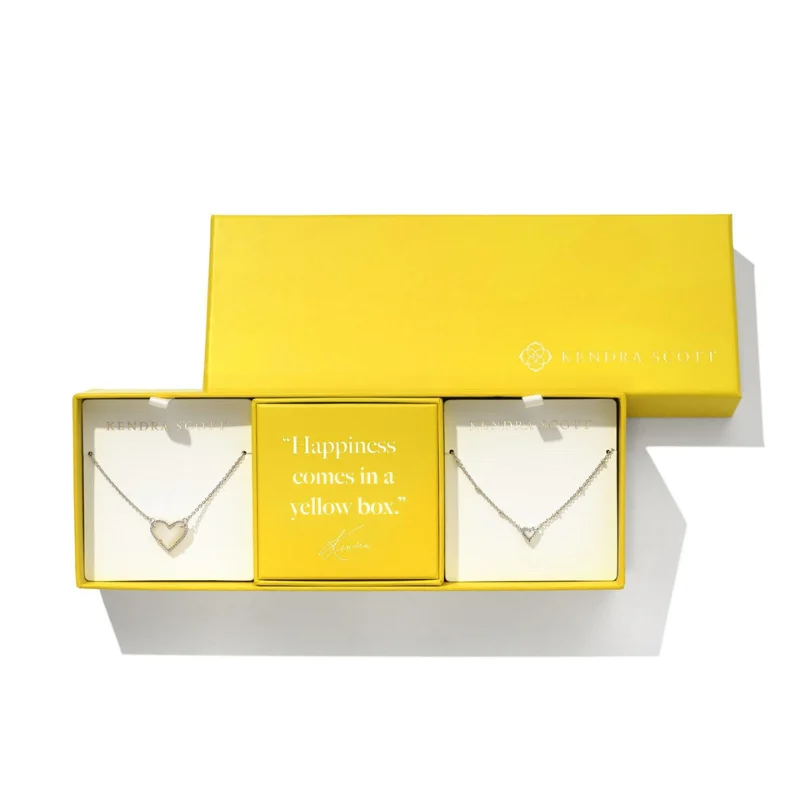 Kendra Scott | Ari Silver Heart Necklace Gift Set of Two in Ivory Mother of Pearl