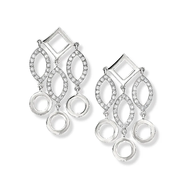 Fashion Hoop Earrings-Temple of Heaven Earrings 18ct White Gold - Diamond