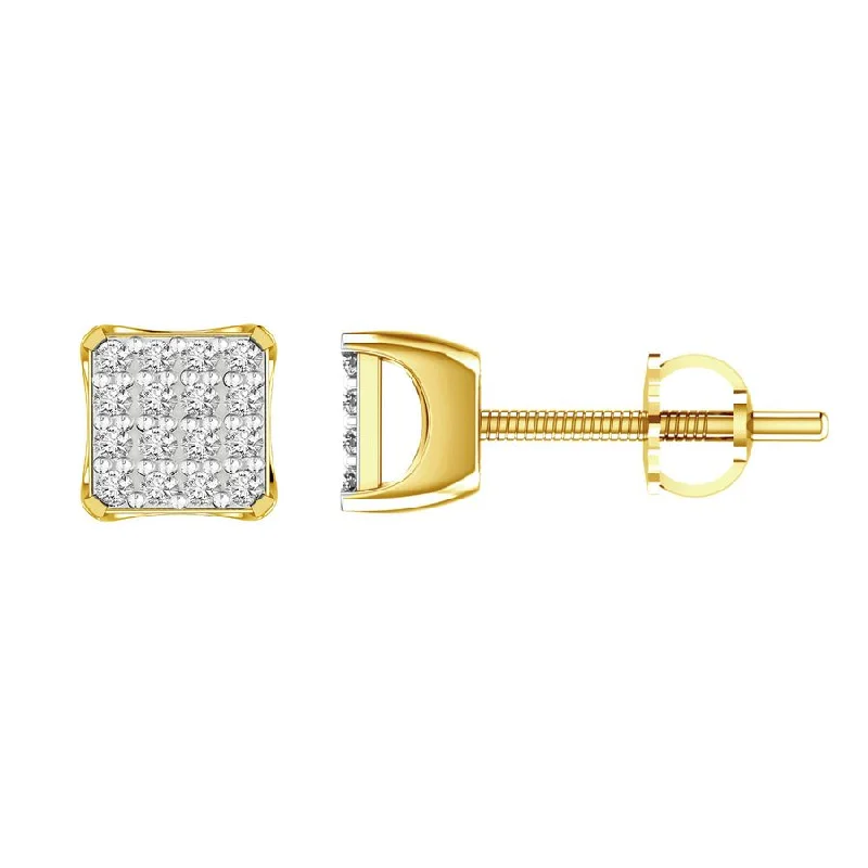 Elegant Swarovski Earrings-MEN'S STUD EARRINGS 0.15CT ROUND DIAMOND 10K YELLOW GOLD